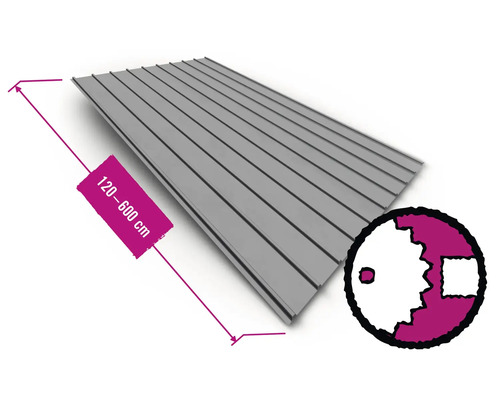 PRECIT Trapezblech H12 verzinkt Fixbreite 910 mm x 0,4 mm (Meterware ab 120 bis max. 600 cm)
