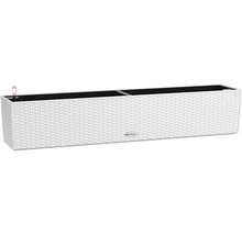 Länglicher Pflanzkasten in Flechtoptik mit Wasserstandsanzeiger