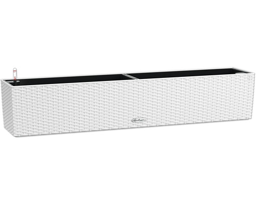 Blumenkasten Lechuza BALCONERA Cottage Kunststoff 99 x 19 x 19 cm weiß Länglicher Pflanzkasten in Flechtoptik mit Wasserstandsanzeiger