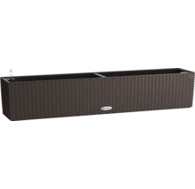 Rechteckiger Pflanzkasten in Rattanoptik mit Wasserstandsanzeiger