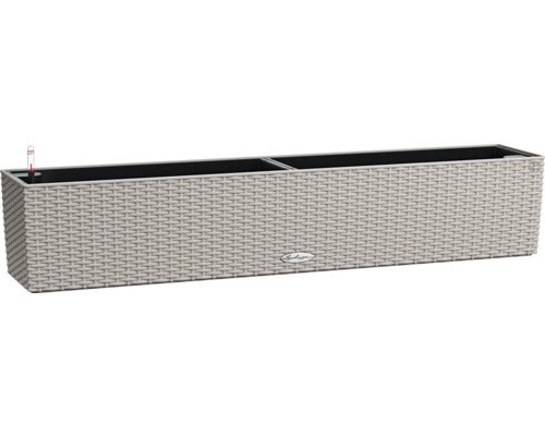 Blumenkasten Lechuza BALCONERA Cottage Kunststoff 99 x 19 x 19 cm sandbraun Rechteckiger Pflanzkasten mit Bewässerungssystem und geflochtenem Design