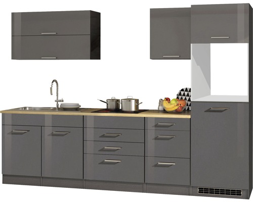 Küchenzeile Held Möbel Mailand 606.1.6211 grau/grafit 290 cm
