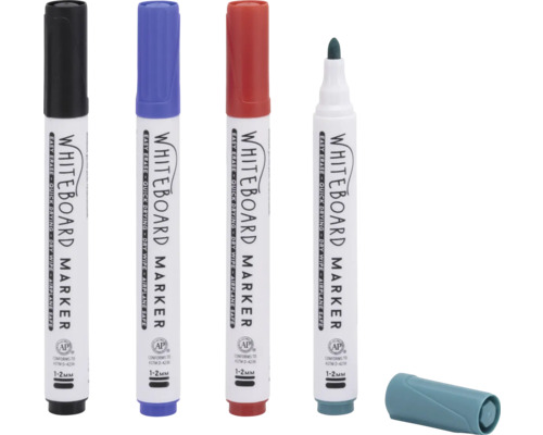 Vier Whiteboardmarker mit unterschiedlichen Strichstärken