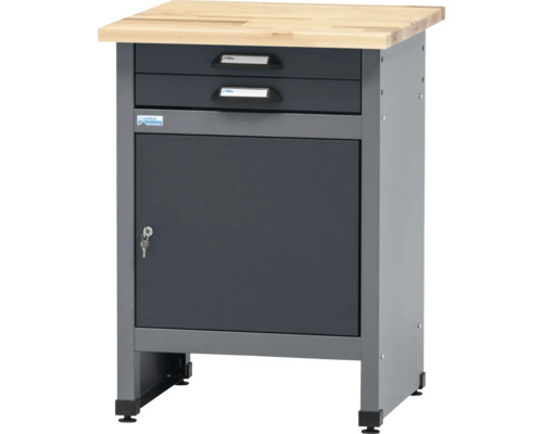 Werkbank Küpper made in Germany 600x840x600 mm 2 Schubladen 1 Tür anthrazit grau Werkbank mit Schubladen und Schranktür