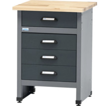 Werkbankunterschrank mit vier Schubladen und Arbeitsplatte aus Holz