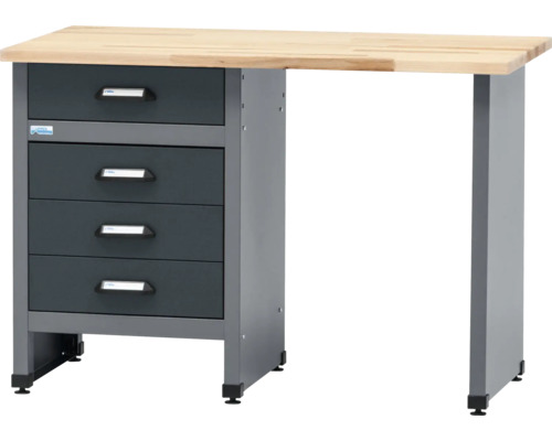 Werkbank Küpper made in Germany 1200x840x600 mm 4 Schubladen anthrazit grau Werkbank mit Schubladen und Holzplatte