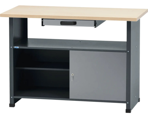 Werkbank Küpper made in Germany 1200x840x600 mm, 1 Tür, 1 Schublade, grau Werkbank mit Schublade, Schrank und Regalfächern
