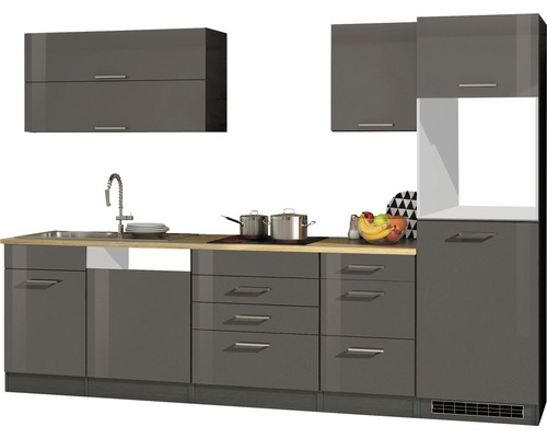 Küchenzeile Held Möbel Mailand 612.1.6211 grau/grafit 300 cm
