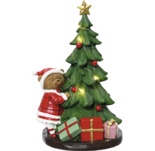 Weihnachtsdekoration mit Teddybär, Baum, Stern und Geschenken