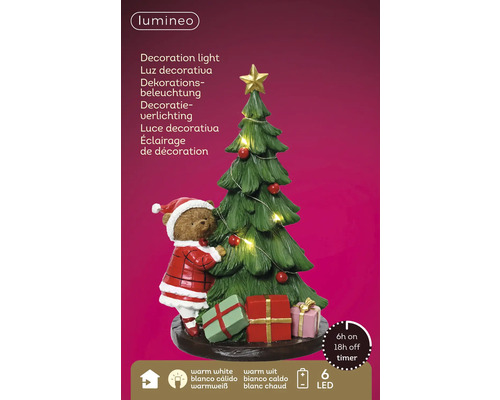 Dekorative Weihnachtsbaumleuchte mit Teddybär und Geschenken