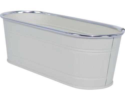 Ovaler Pflanztopf aus Metall mit silberfarbenem Rand