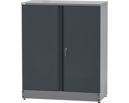 Schrank Hochschrank Küpper made in Germany 910x1100x450 mm 3 Einlegeböden 2 Türen anthrazit grau Stahlschrank mit Schiebetüren und Schlüssel