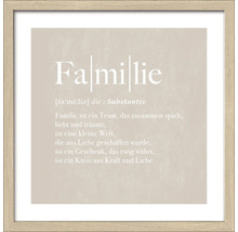 Gerahmtes Bild mit dem Wort Familie und einer Definition