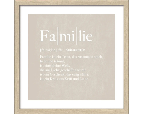 Gerahmtes Bild Familie Definition 33x33 cm Gerahmtes Bild mit dem Wort Familie und einer Definition