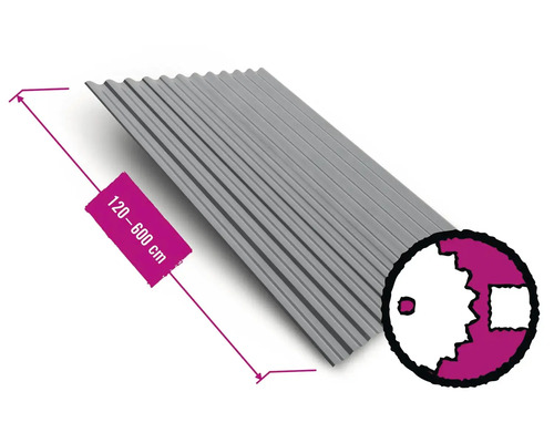 PRECIT Wellblech Sinus S18 76/18 verzinkt 883 mm x 0,4 mm (Meterware ab 120 bis max. 600 cm)