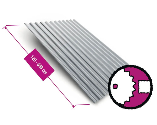 PRECIT Wellblech Sinus S18 76/18 RAL 9006 Weißaluminium 883 mm x 0,4 mm (Meterware ab 120 bis max. 600 cm)