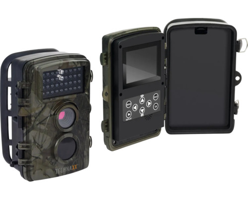 Wildtierkamera Technaxx Nature Wild Cam TX-69 Batteriebetriebene Überwachungskamera für Innen- und Aussenbereich, ca. 9,7 x 7,6 x 13,7 cm, Full HD Wildkamera mit Tarnmuster und geöffnetem Batteriefach