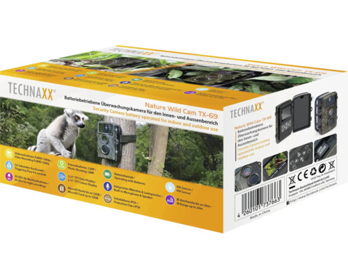 Verpackung der Technaxx Wildkamera TX-69 für Innen- und Außenbereich
