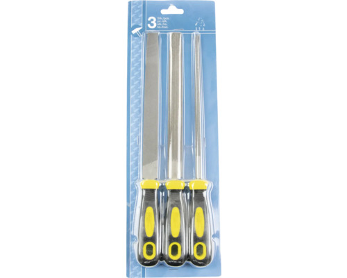 Dreierpackung Feilen mit Griffen im Blister