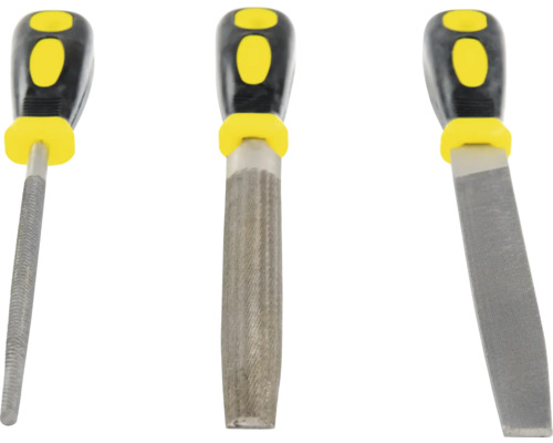 Drei Feilen mit Griff für die Holz- und Metallbearbeitung