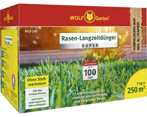 Rasen-Langzeitdünger WOLF-Garten 'Super' 5 kg für 250 m² Wolf Garten Rasen Langzeitdünger für bis zu 250 Quadratmeter