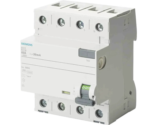 Fehlerstromschutzschalter (RCD) Siemens 4-polig, 30 mA, 400 V