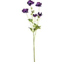 Dekorative Kunstblume mit violetten Blüten und grünen Blättern.