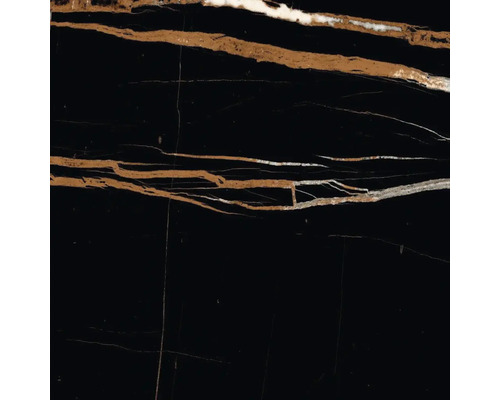 Dekorplatte mit Marmoroptik, schwarz mit goldfarbenen und weißen Adern