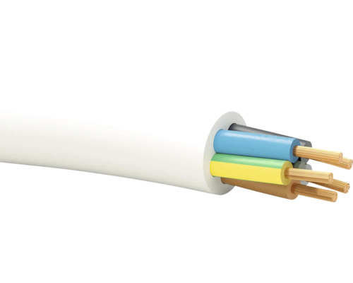 Mantelleitung H05 VV-F 5x1,5 mm², weiß (Meterware) Elektrokabel mit fünf Adern