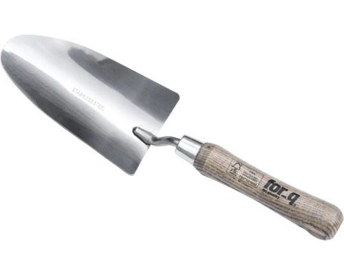 Edelstahl-Blumenschaufel mit Holzgriff der Marke for-q