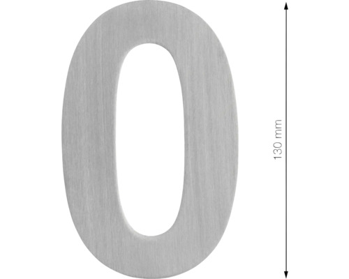 Hausnummer Null aus Edelstahl, 130 mm hoch