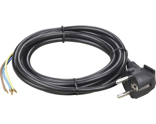 Anschlussleitung 3 x 1,5 mm² H05VV-F, 3 m, schwarz Anschlusskabel mit Stecker für Elektrogeräte
