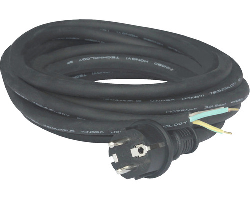 Anschlussleitung 3 x 1,5 mm² H07RN-F 5 m schwarz Schwarzes Stromkabel mit Schutzkontaktstecker