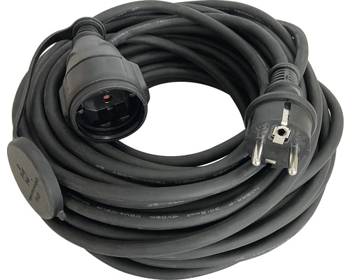 Verlängerungskabel 3 x 1,5 mm² H05RR-F 10 m schwarz Verlängerungskabel mit Stecker und Kupplung