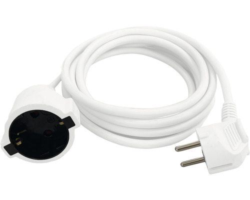 Verlängerungskabel 3 x 1,5 mm² H05VV-F 2 m weiß Verlängerungskabel mit Schutzkontaktstecker und -kupplung