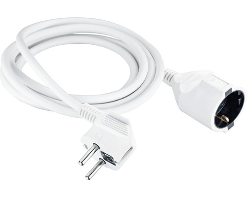 Verlängerungskabel 3 x 1,5 mm² H05VV-F, 3 m weiß Verlängerungskabel mit Eurostecker und Eurokupplung