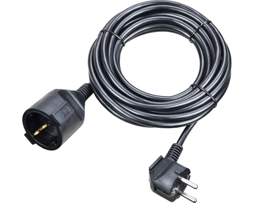 Verlängerungskabel 3 x 1,5 mm² H05VV-F 5 m schwarz Verlängerungskabel mit Schutzkontaktstecker und -kupplung