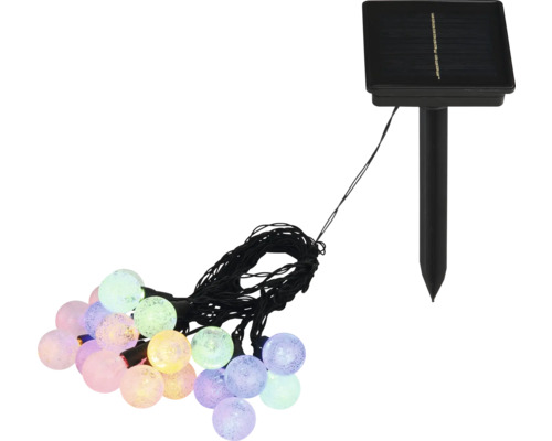 Solar Lichterkette mit Erdspieß und bunten Kugeln