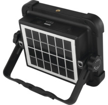 Schwarzer LED-Akku-Baustrahler mit Solarpanel