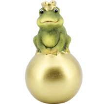 Dekofigur Froschkönig auf goldener Kugel