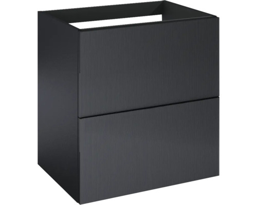 Waschbeckenunterschrank Jungborn Nonus 60x63,5x45,3 cm ohne Waschbecken schwarz matt Waschtischunterschrank mit zwei Schubladen
