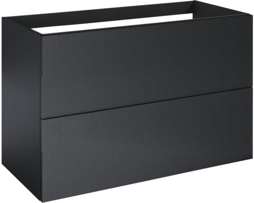 Waschbeckenunterschrank Jungborn Nonus 100x63,5x45,3 cm ohne Waschbecken schwarz matt Waschbeckenunterschrank mit zwei Schubladen