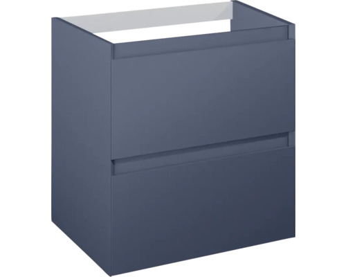 Waschbeckenunterschrank Jungborn DECEM 60x63,5x45,8 cm ohne Waschbecken navy blau matt Waschtischunterschrank mit zwei Schubladen