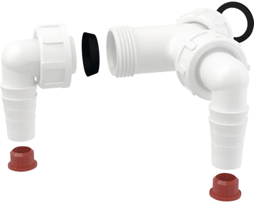 Doppelschlauchanschluss Veporit 1" weiß für Geschirrspüler oder Waschmaschine Installationsset für Wasserhahn, Eckwinkel und T-Stück Verbinder