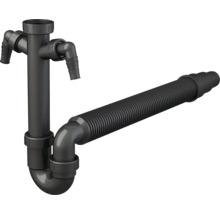 Röhrensiphon Veporit 1 1/2" x DN40/50 für Spüle flexibel schwarz mit 2 Maschinenanschlüsse