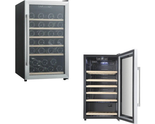 Weinkühlschrank PKM WKS52-2 für 51 Flaschen 48x85,5x57,5 cm schwarz / silber Zwei Weinkühlschränke mit Holzeinlagen zur Lagerung von Weinflaschen