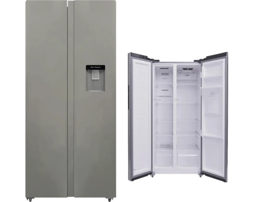 Side by Side Kühlschrank PKM SBS436NFWDIX 78x173,5x71,3 cm silber mit Wasserspender Doppeltür-Kühlschrank mit Wasserspender