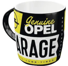 Keramiktasse mit Opel Garage Aufdruck