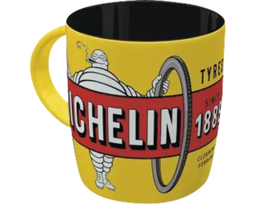 Tasse Michelin Tyres Bibendum Yellow Gelbe Keramiktasse mit Michelin Reifen Motiv