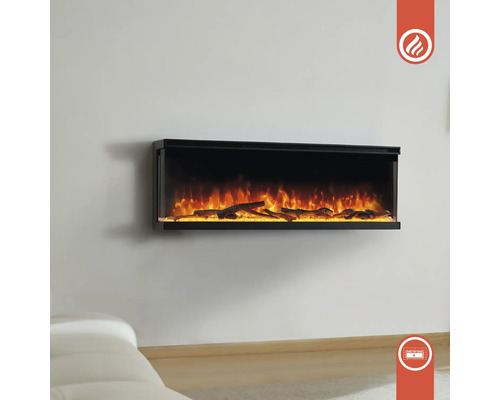 Wandmontierter Elektrokamin mit Flammeneffekt